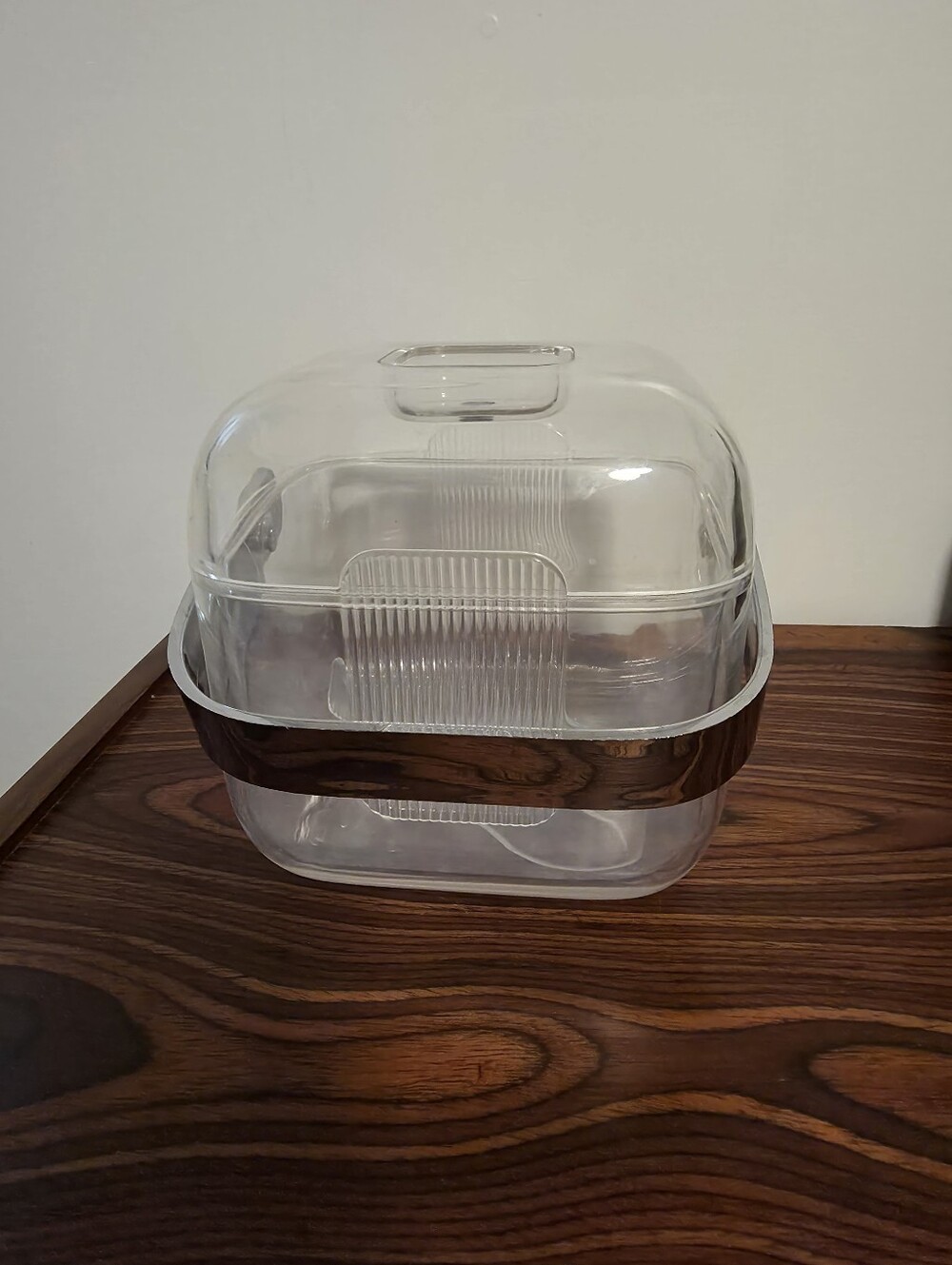 Guzzini clear lucite Amanda ice bucket with insert Ambrogio Pozzi Italy 70s 80s